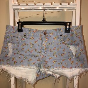 Floral Roxy Jean Shorts
